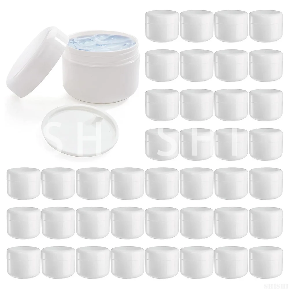 

50pcs White Cosmetic Jars with Inner Liners, Refillable Makeup Containers, Plastic Cream Case for Travel 10g 20g 30g 50g 100g