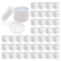 50pcs White Cosmetic Jars with Inner Liners, Refillable Makeup Containers, Plastic Cream Case for Travel 10g 20g 30g 50g 100g