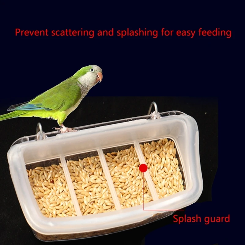 Hangable Plastic Parrots Feeder for Food Feeding Clear Pet Birds AntiSplash Feeder Bird Bowl Pet Hamster Feeding Supplies