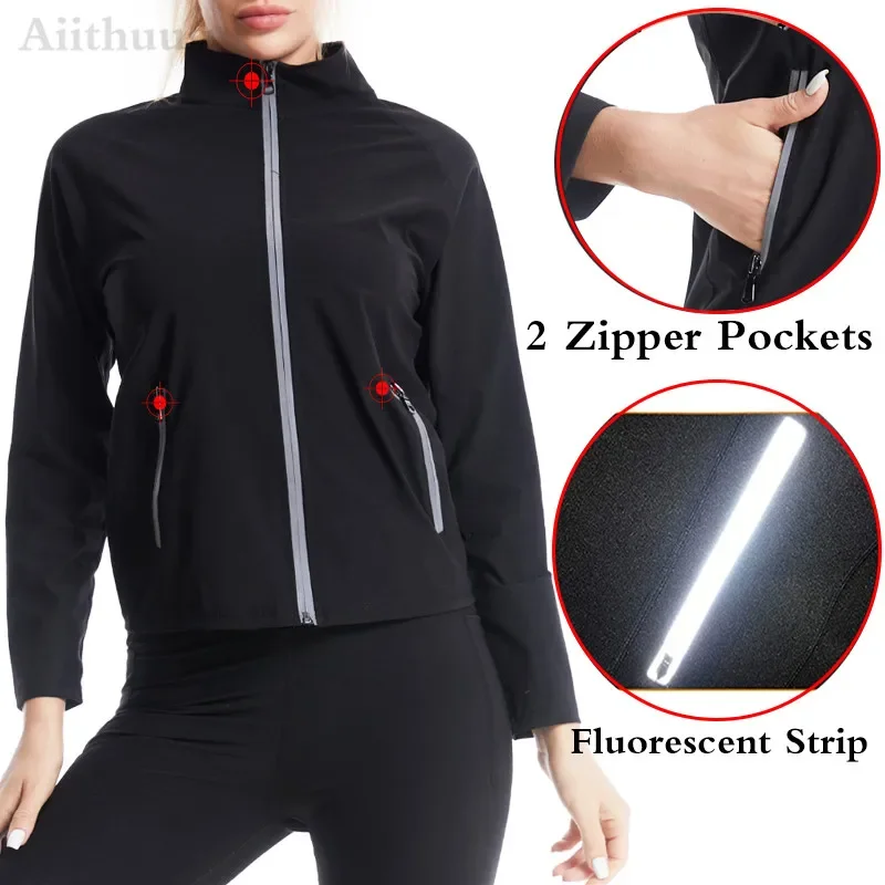 Aiithuug Trainer Tops with Side Pockets Fat Burn Jackets Women Body Shaper for Hot Sweat Workout Shirt Body Shaper Long Sleeve