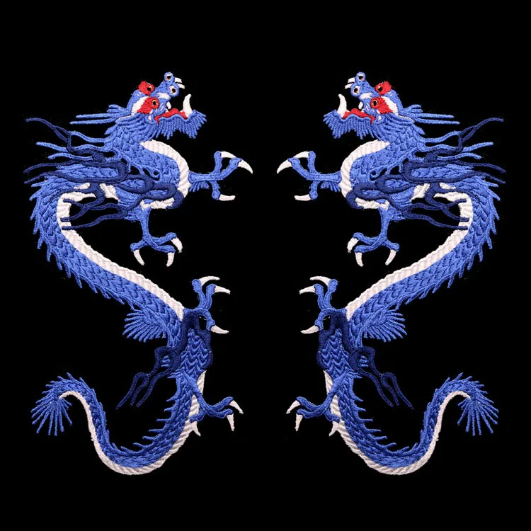 1pair quisite Dragon Applique Handmade Embroidery Sticker Sew On Patch Diy Lace Clothing Accessory For Performance Dance Costume