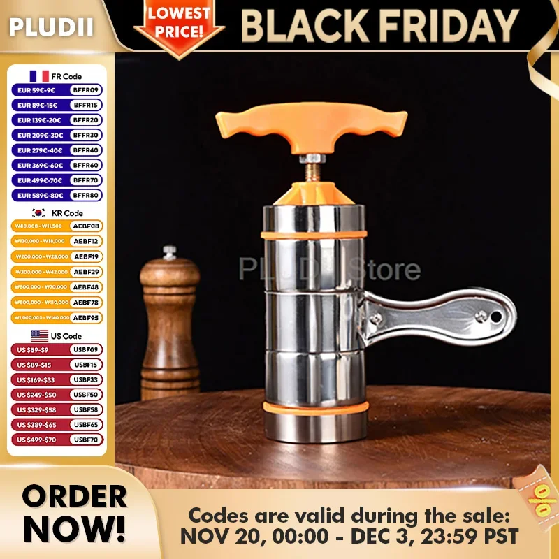 

6 Molds Multifunctional Pasta Making Machine for Kitchen Cooking Tool Stainless Steel Manual Noodle Making Machine with