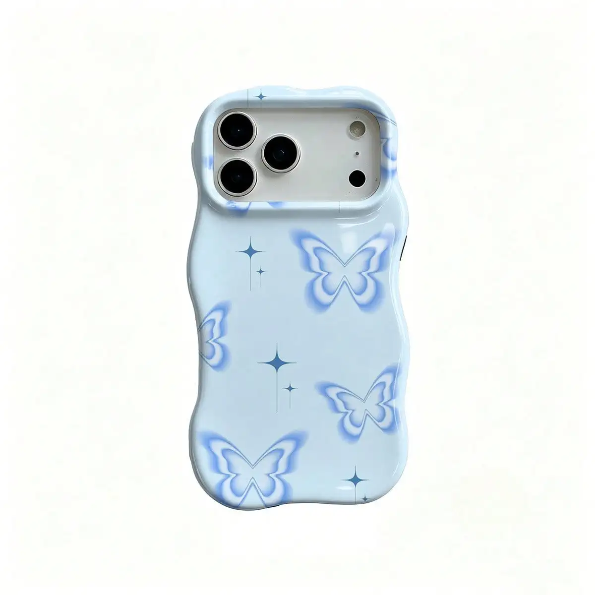 

Beautiful light blue butterfly and star pattern, suitable for iPhone 11,12,13,14,15,16,17 Pro Max Pro Plus series phone cases.This TPU folding screen protector provides comprehensive fall protection and is lightweight and portable.Fashionable phone case.
