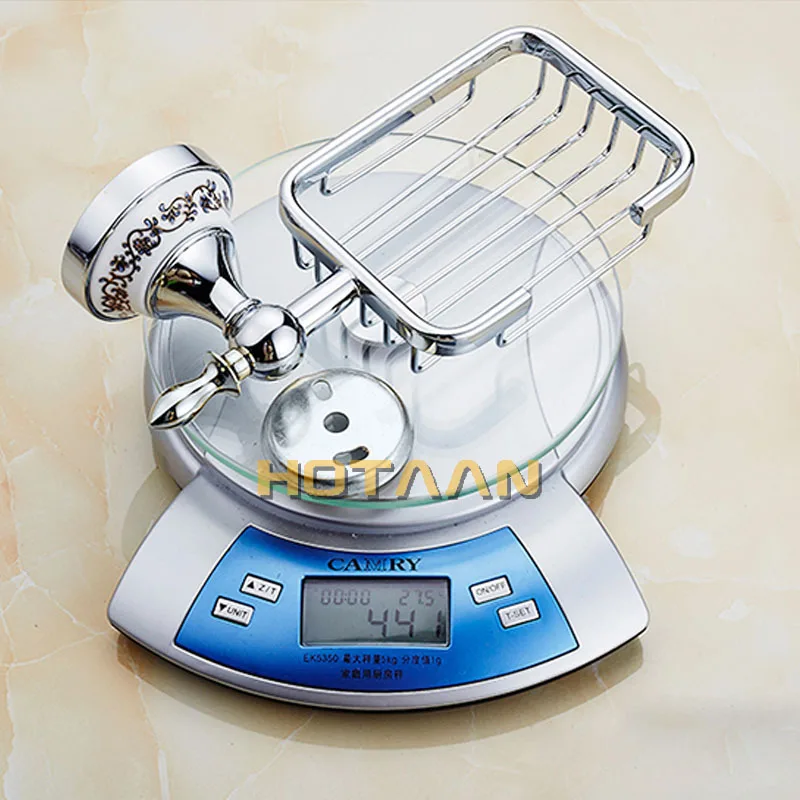 Soap Dishes Brass Gold Soap Basket Wall Mounted Ceramic Soap Holder Chrome Bathroom Accessories Home Decoration Soap Box 11890-C