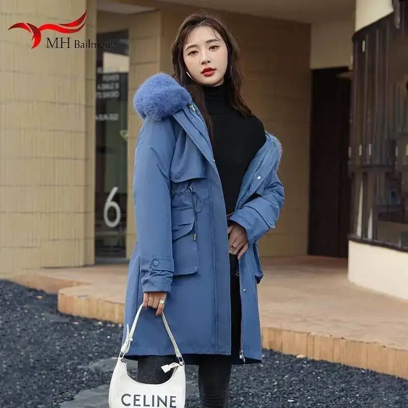 Women Winter Removable Inner Liner Jacket Parka Loose Long Coat Thicken Zipper Pockets Warm Thick Snow Wear Oversize Clothes