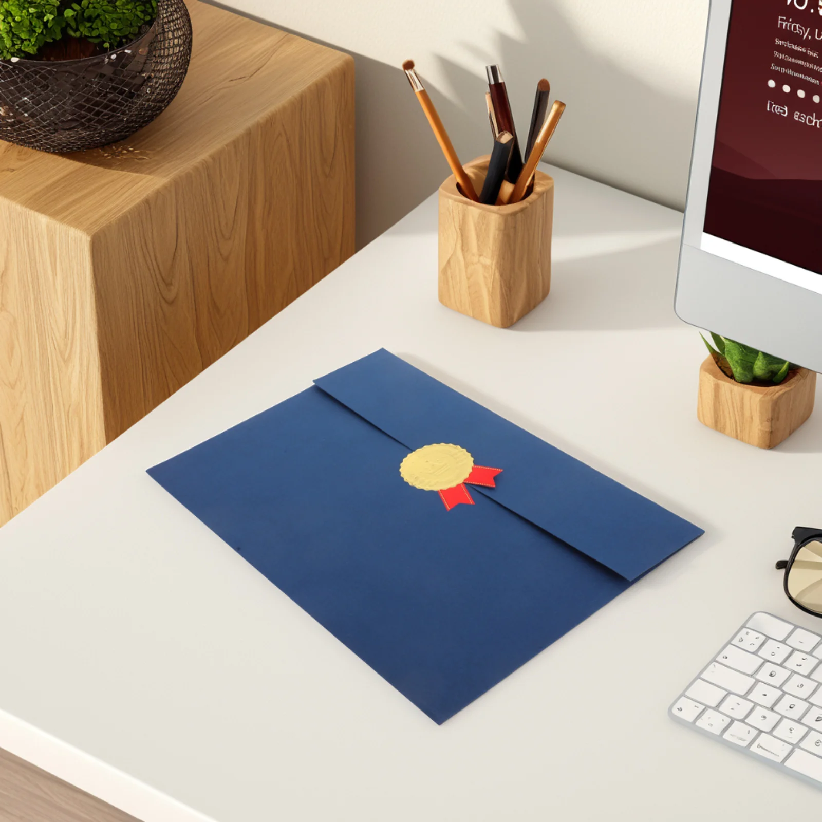 

Tri Fold Certificate Holders Diploma Covers for Graduation Award Marriage Documents Elegant Padded Protection Folder