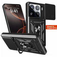 Armor Ring Stand Funda For Xiaomi 15 15Pro 5G Case Shockproof Slide Lens Protect Phone Cover for Xiaomi15 Pro Car Magnetic Funda