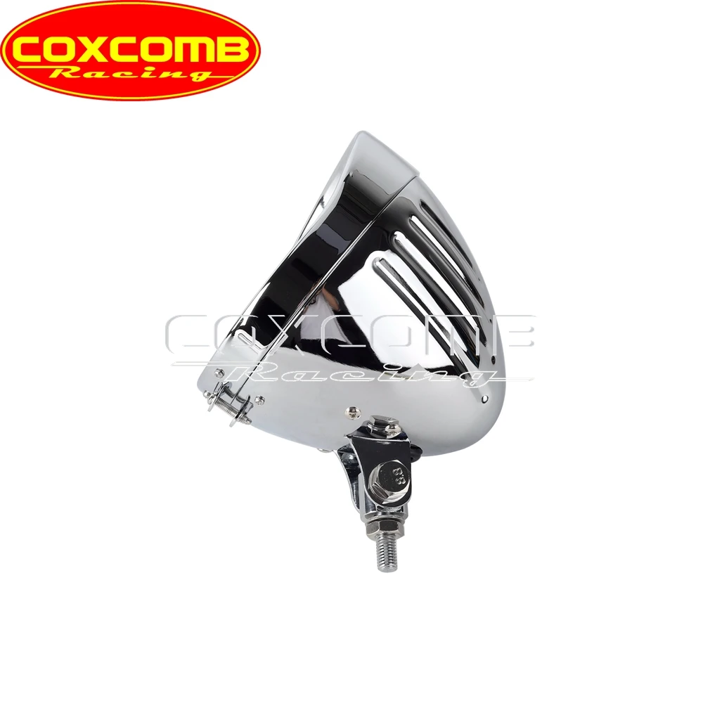 Universal Motorcycle 5.75" Round Headlight Housing Bucket With Visor Bezel& Wire Harnesst Headlamp Light Shell Mount Bracket view 5