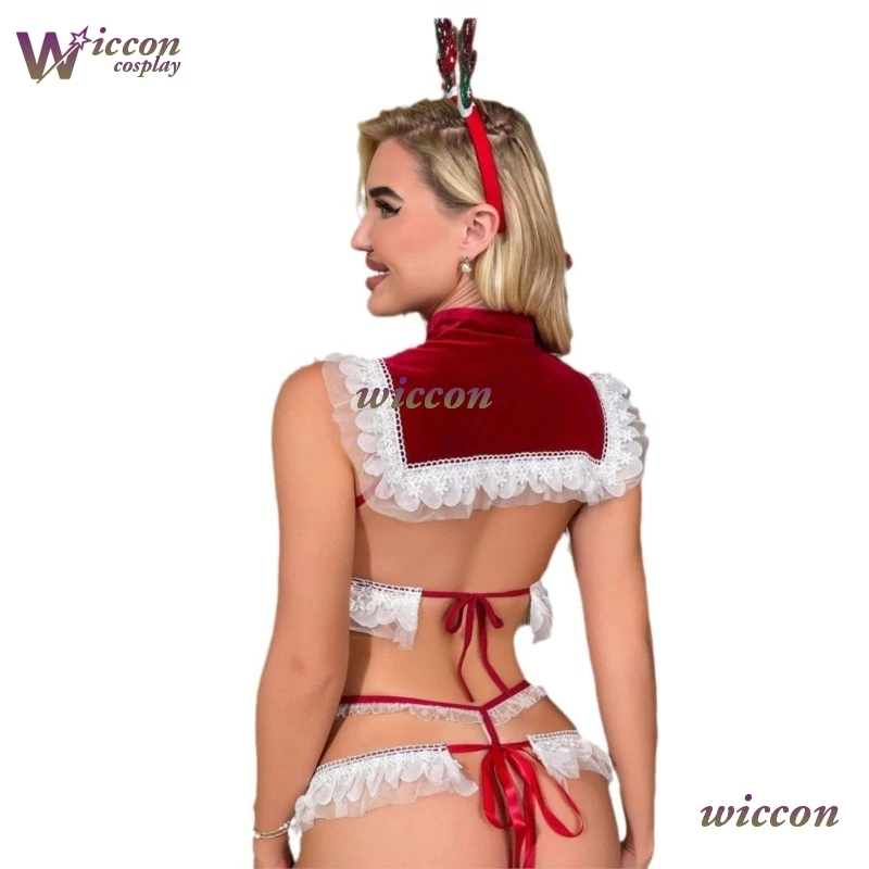 ماج مثير الدانتيل مثير عيد الميلاد الأحمر المخملية الأرنب بيكيني الملابس الداخلية الصدرية الملابس الداخلية مجموعة كاملة لعب الأدوار مثير الزي النساء 2026 السنة الجديدة #5