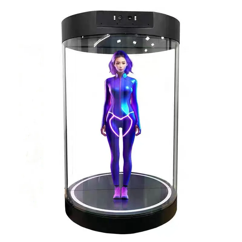 Hot-selling 75-inch Cylindrical Holographic Display Cabinet With 360-degree Rotating Playback Display Cabinet