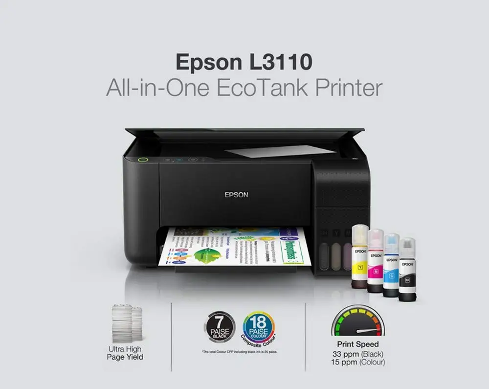 Epson EcoTank L3110 All-in-One ink tank printer (black) A4, A5, A6, b5, C6, DL, duplex printing pages dakikada-33 page