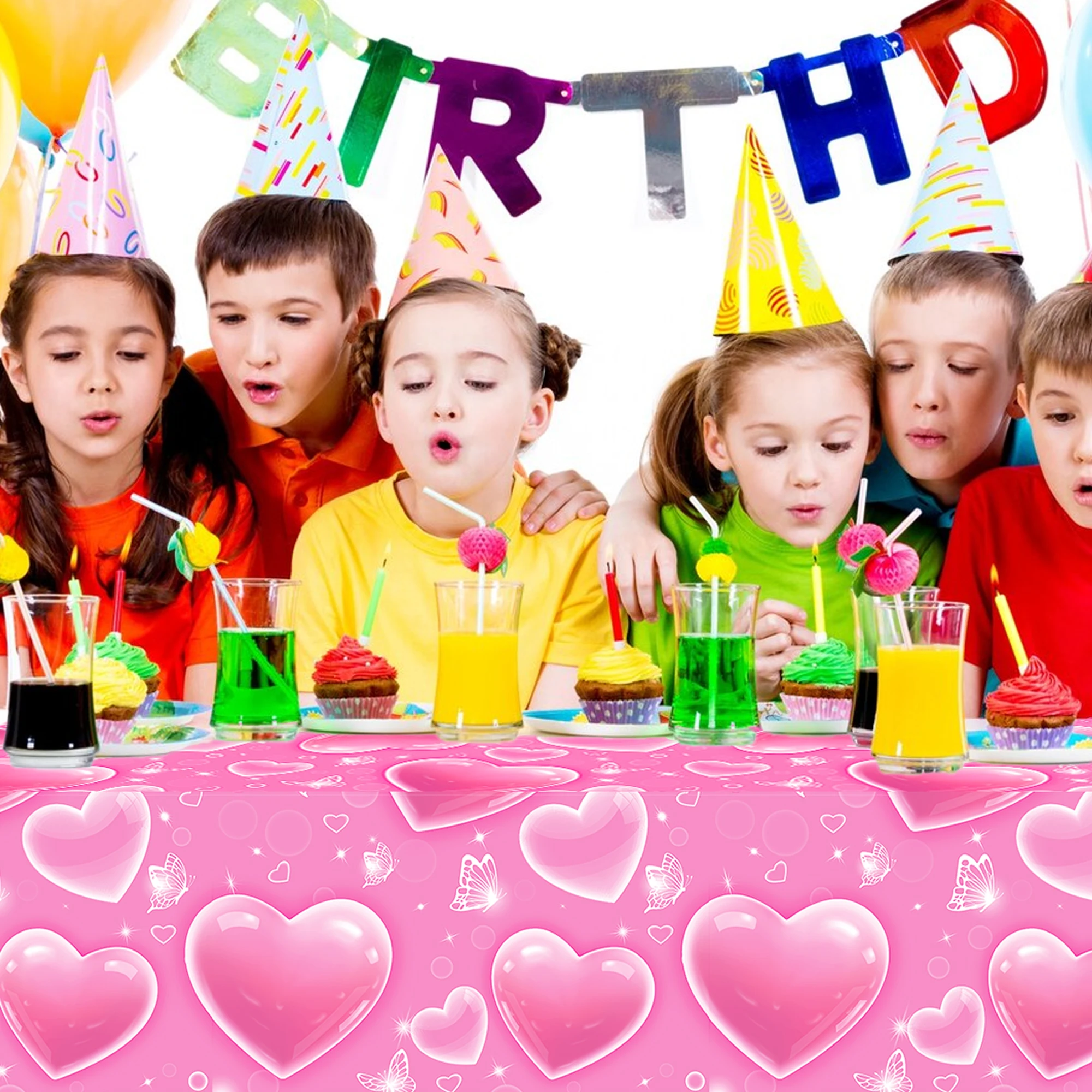 130*220 سنتيمتر الوردي الحب القلب البلاستيك مفرش المائدة غطاء الطاولة PE لعيد الحب لوازم حفلات أعياد الميلاد #6