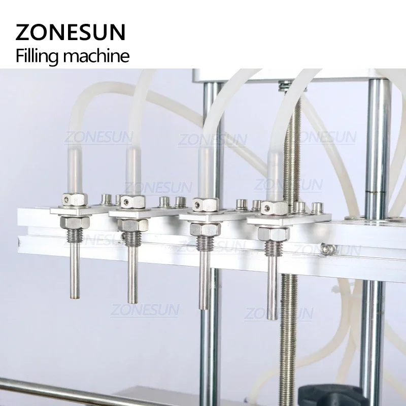 ZONESUN 4 Heads Automatic Desktop Wine Perfume Essential Oil Liquid Juice Glass Round Bottle Filling Machine Water Filler