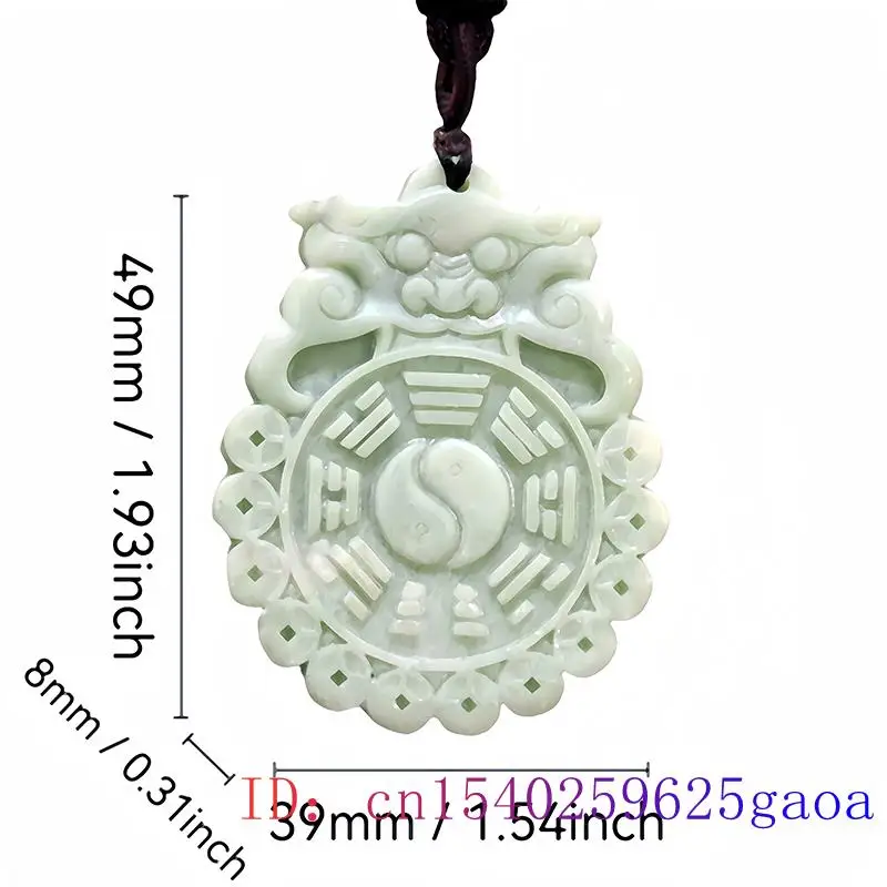 Green Real Jade Tai Chi Pendant Necklace Charm Fashion Gemstones Amulet Carved Jewelry Luxury Vintage Chinese Natural Stone