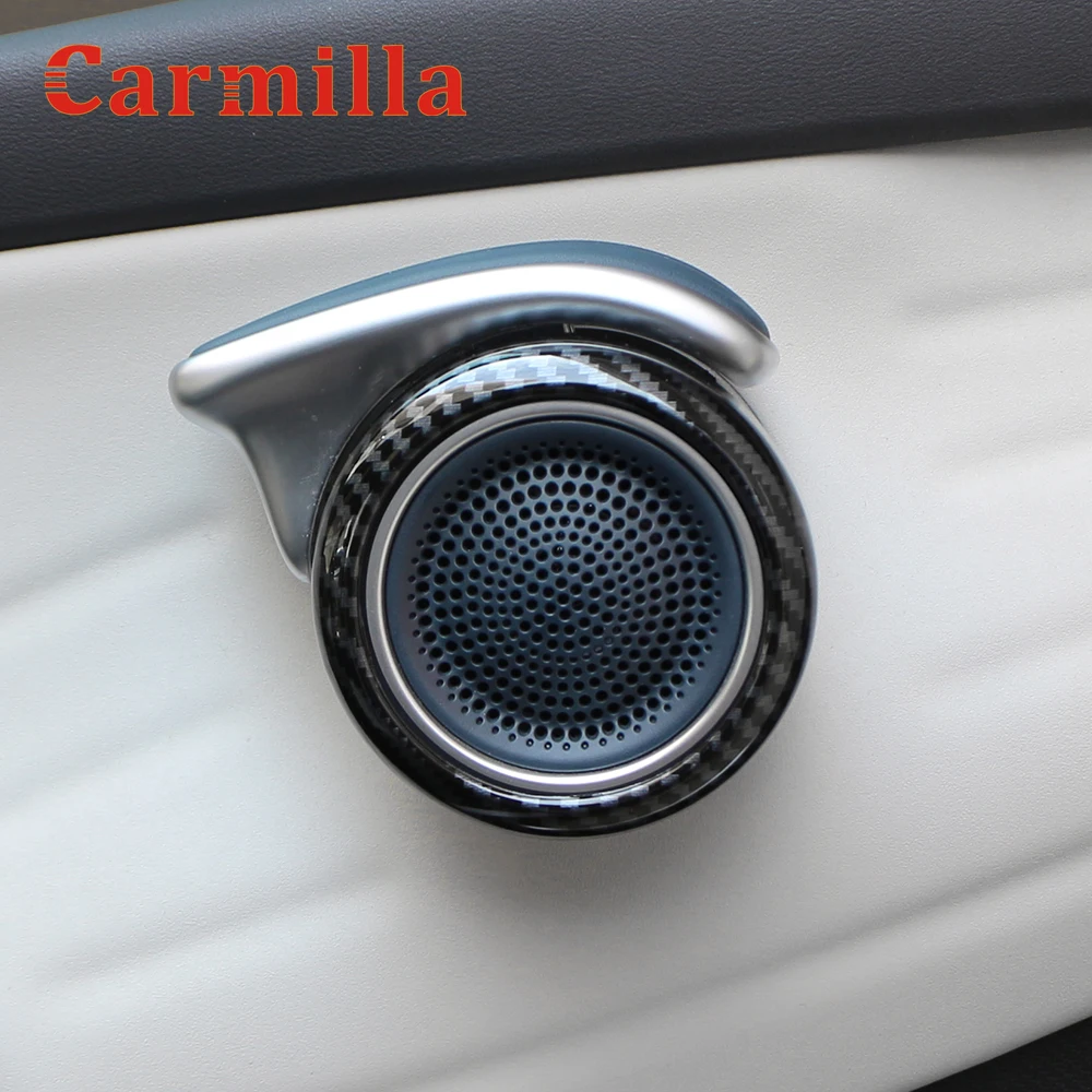 Carbon Fiber Car Door Sound Ports Coil Cover Trimming Sticker for BYD Atto 3 Atto3 Yuan Plus 2022 2023 Accessories