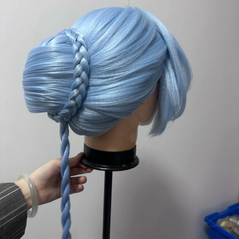 

Anime Lucia Cosplay Wig Simulated Scalp Top Split Hair Bun Long Braid Wig Rose Net Inner Cap Heat resistant Synthetic Fiber Wig