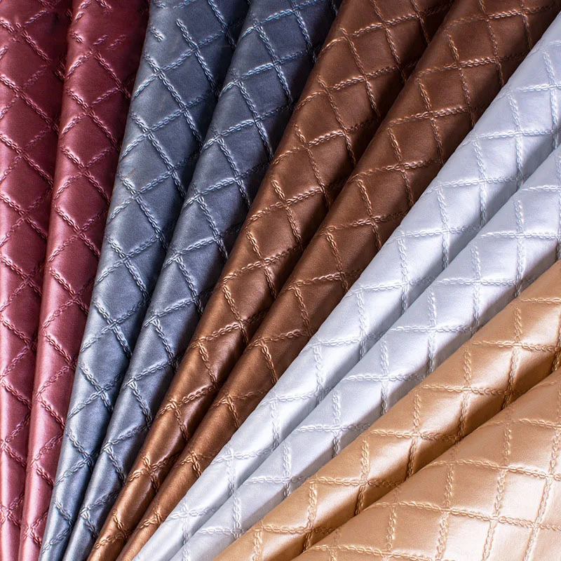 Oversized Check PU Leather Fabric – Faux Upholstery Material for Background Walls, Sofas, Handmade Crafts & DIY Artificial