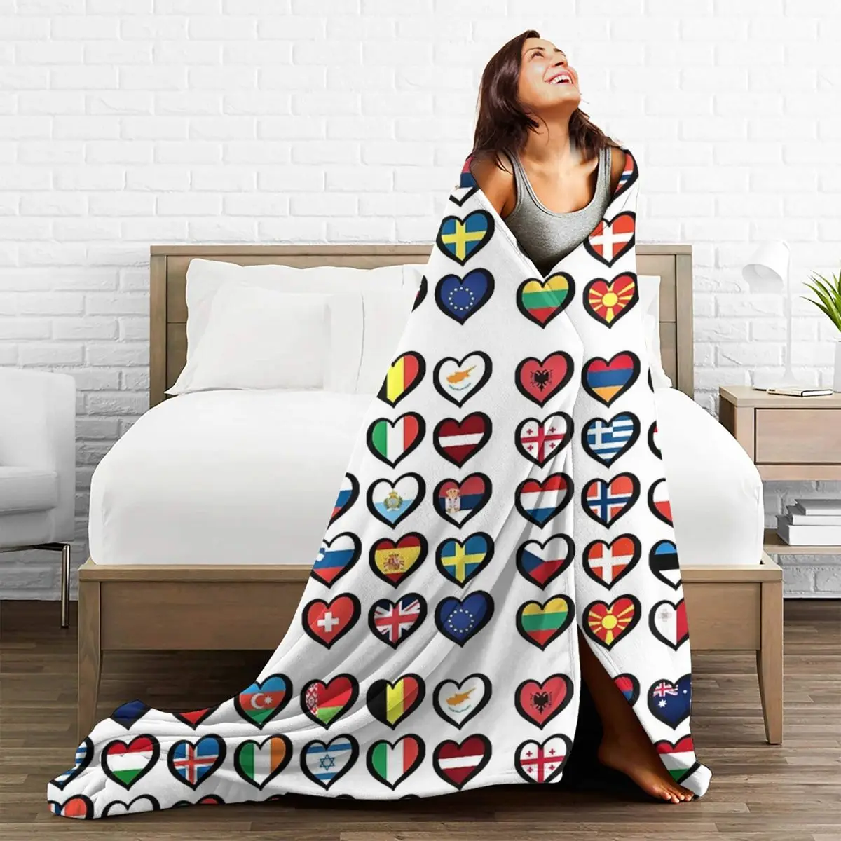 Eurovision Song Contest Flags Hearts Blankets Fleece Throw Blankets Sofa Throw Blanket For Couch Bedding Travel Throws Bedspread