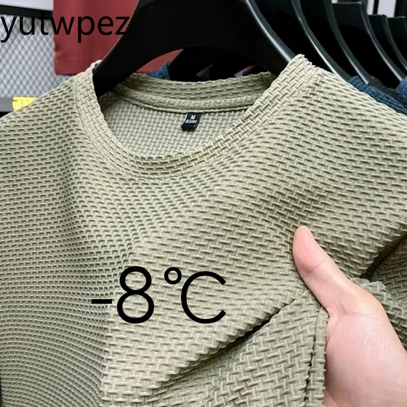 Running Men's Short Sleeve Tshirt Mesh Bamboo Ice Silk T-shirt Casual Versatile Summer Elastic Slimming Top T Shirts Lightweight