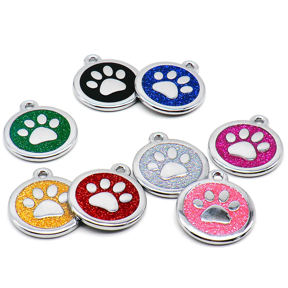 Wholesale 20Pcs Pet Dog Collar Round ID Tags Blank Medal Can Engraving Name Kitten Puppy Shiny Customizable Accessories Key Ring