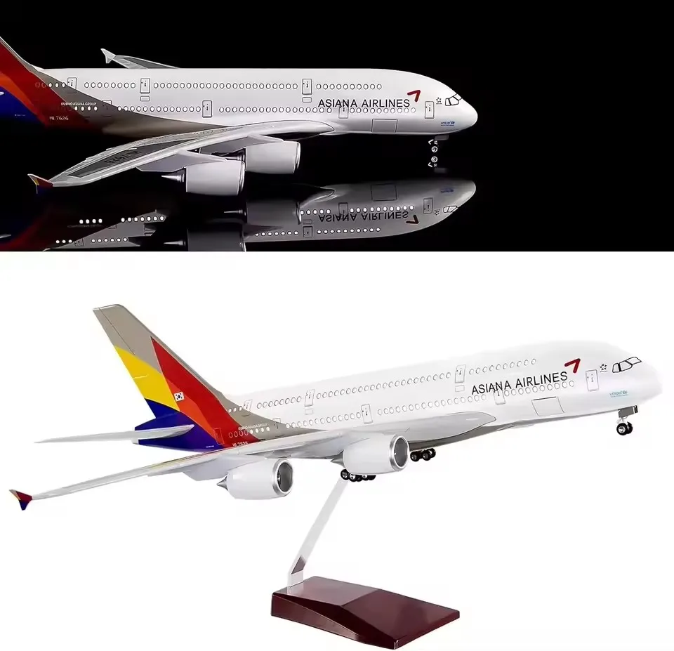 

45.5cm Airplane Model 1/160 Scale A380 Asian Korean Airline Aircraftwith Light & wheels Die-Cast Plastic Resin Model Collectible