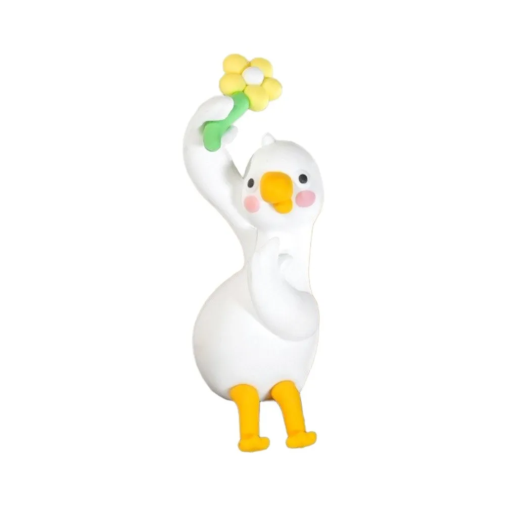 Resin goose decoration 6cm white for For Car interior desk monitor shelf home office ABS figurine with secure placement