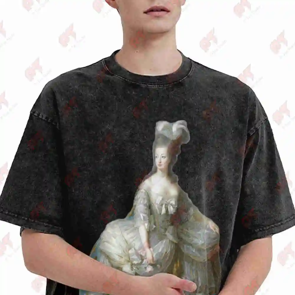 Marie Antoinette Painting Vintage Washed Tee Pure Cotton T-Shirt