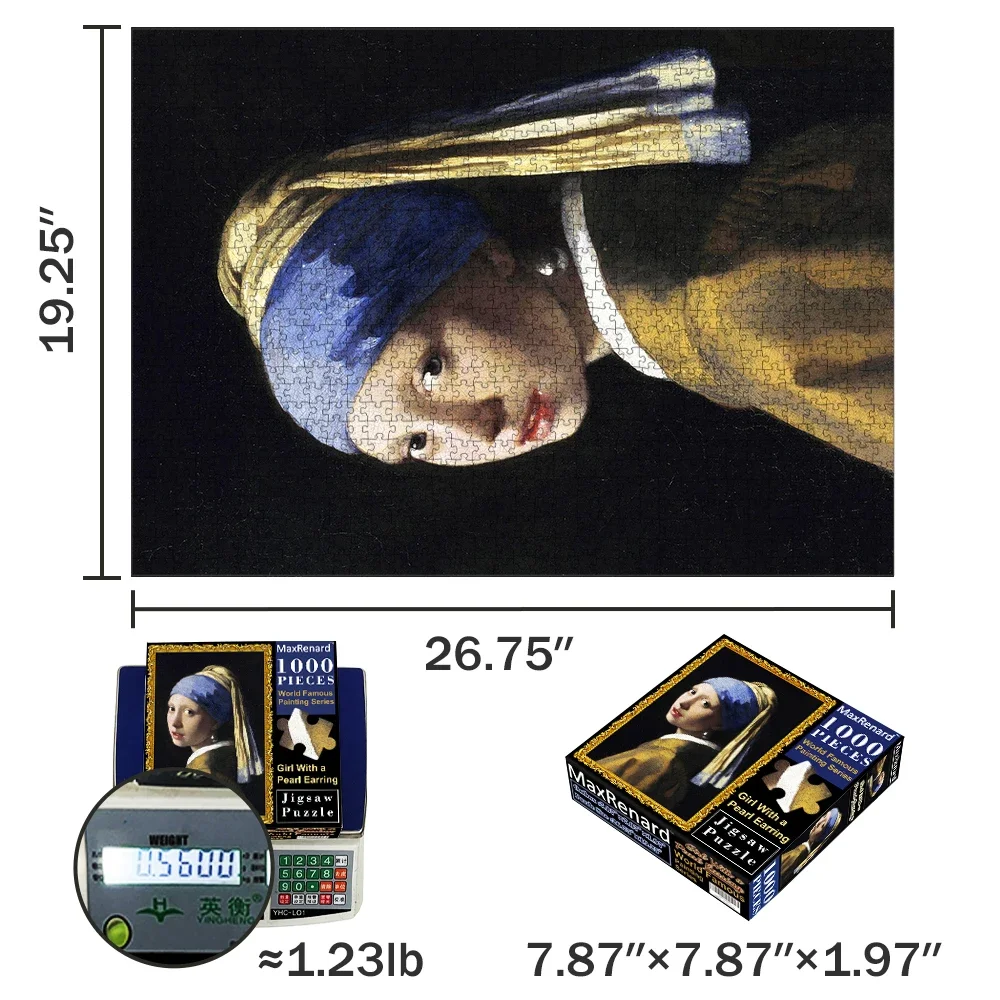 

MaxRenard Jigsaw Puzzle 1000 Pieces for Adult Jan Vermeer Girl with Pearl Earring Environmentally Friendly Paper Christmas Gift