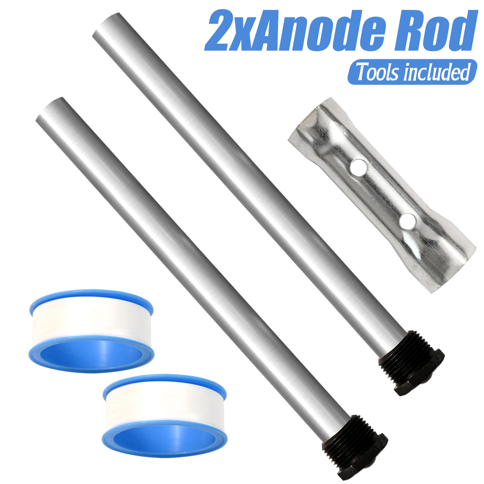 2x Suburban Hot Water Heater Service Anode Rods For Caravan Camper Trailer RV With Removal Tool And Sealing Tape Non-toxic Alloy