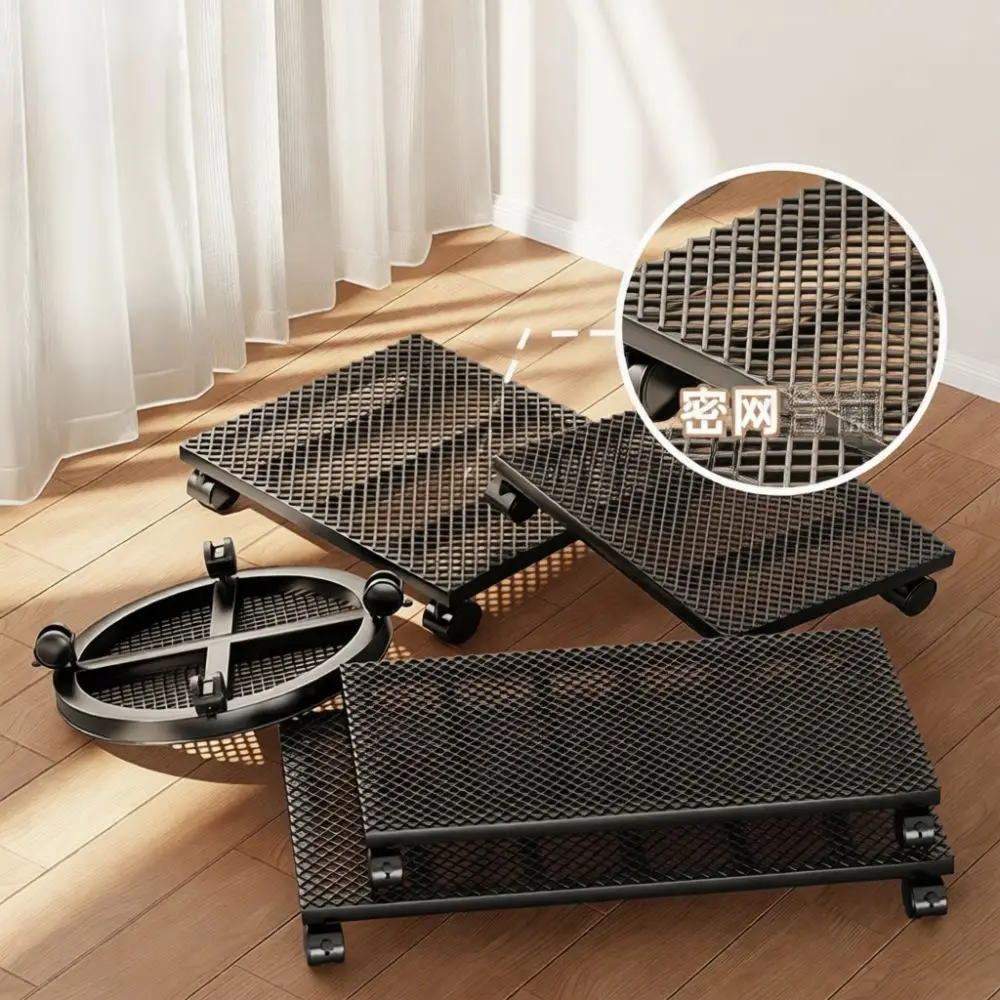 Modern Mobile Plant Stand Rolling Metal Tray Holder Indoor Garden Balcony Storage Shelf Flower Pot Base Organizer