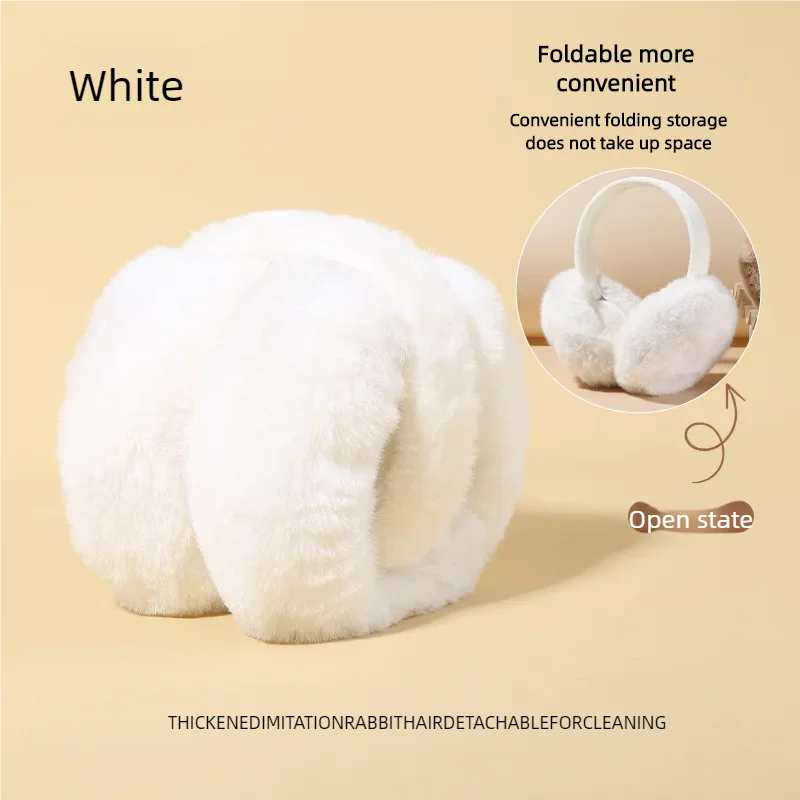 Зимние складные наушники, теплые наушники для девочек, студенты Майяра, милые пушистые антифризные наушники из кроличьей шерсти