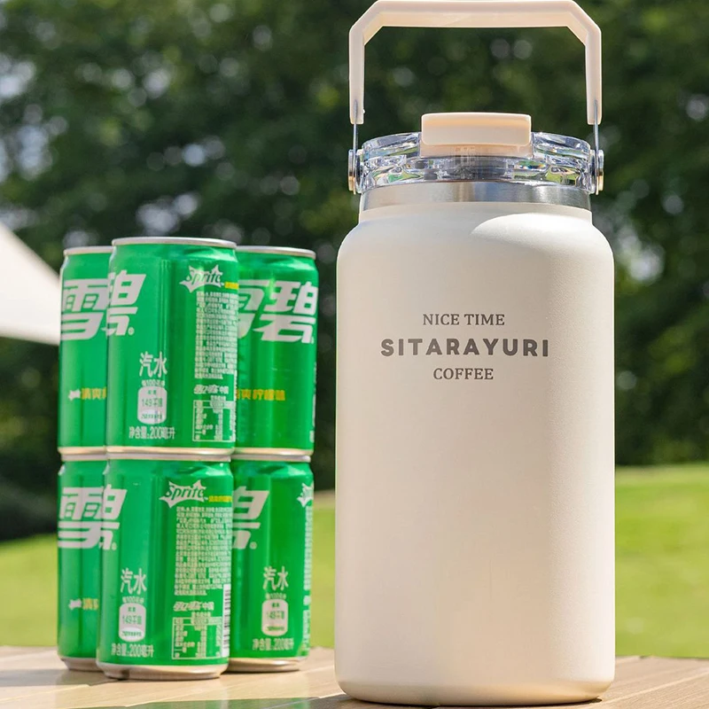 

304 Stainless Steel Thermos Cup 1.2/1.5L Vacuum Flask Insulated Travel Mug with Handle And Straw for Cold & Hot Beverages Coffee