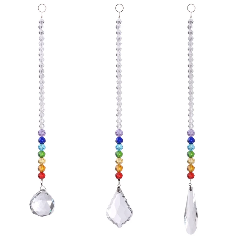 Crystal Prism Ball Colors Rondelle Beads Strand Design Rainbow Pack of 2