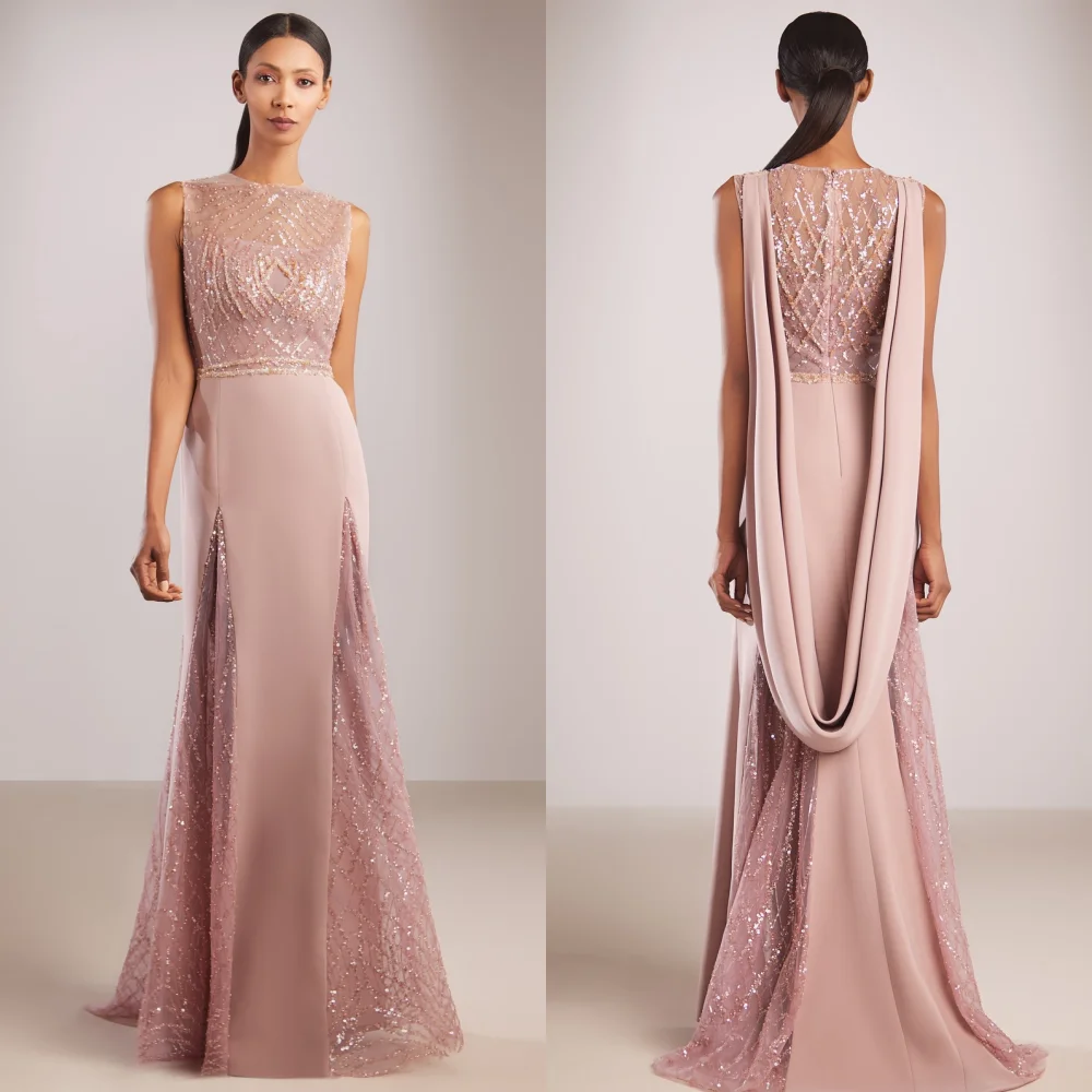 

Изысканный элегантный трикотаж с блестками и бисером по индивидуальному заказу, прямые длинные платья с круглым вырезом, платья на заказ, сексуальные платья высокого качества