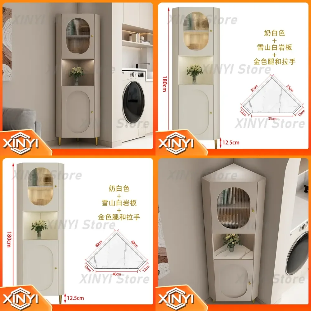 Corner Shelf for Floor-to-Ceiling Storage Cabinet for Living Room Dining Room Triangle Corner Cabinet Light Luxury High End