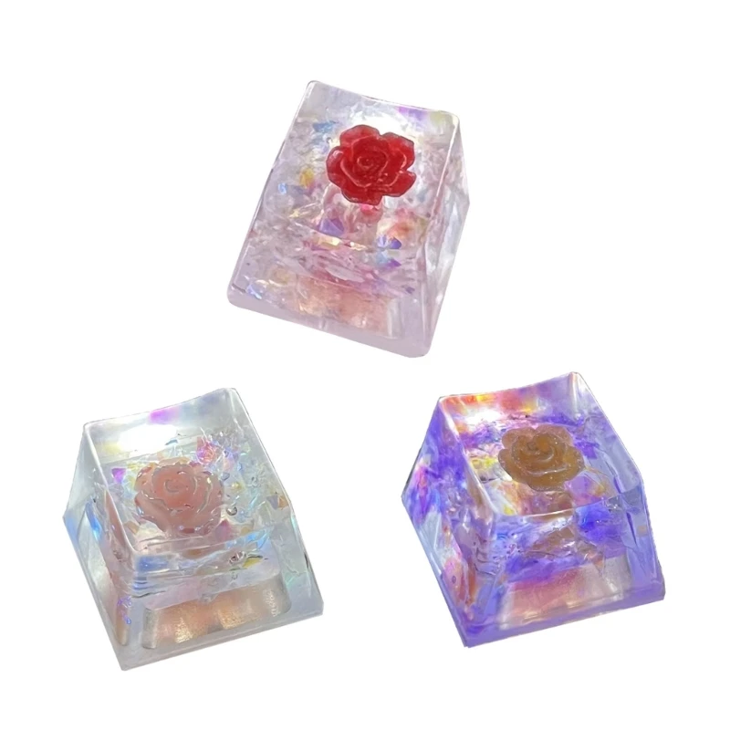 OEM Height Flower Keycap Elegant Resin Camellia Flower Keycaps with Backlights 1PC for Mechanical Keyboard Customization