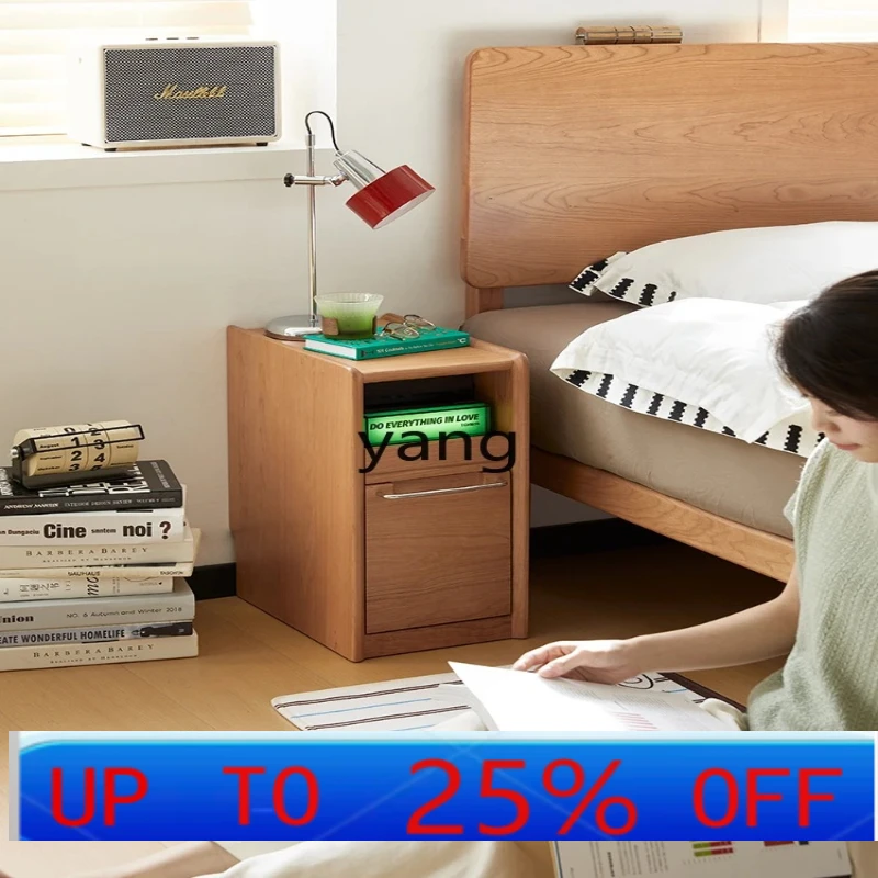 LH    solid wood bedside table household bedroom storage extremely narrow bedside table