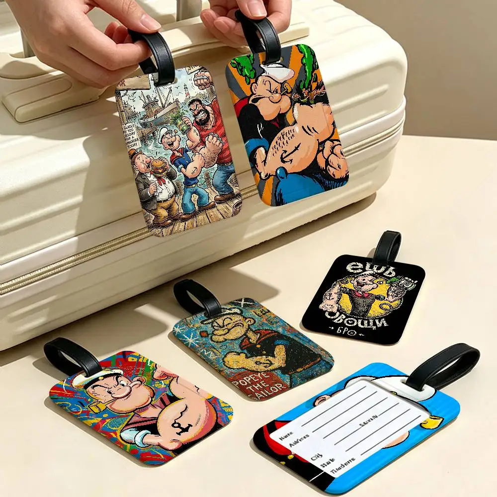 Popeye The Sailor Flexible PVC Anti lost Baggage Name Tag Information Card Holder For All Types Travel Bags
