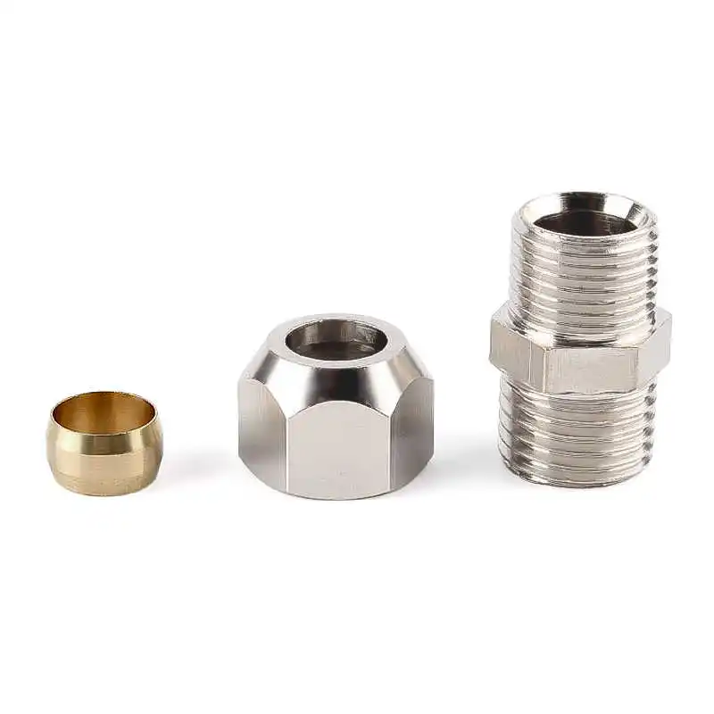 SS 304 Stainless Steel Double Ferrule Compression Connector 6mm 8mm 10mm 12mm Tube to 1/8