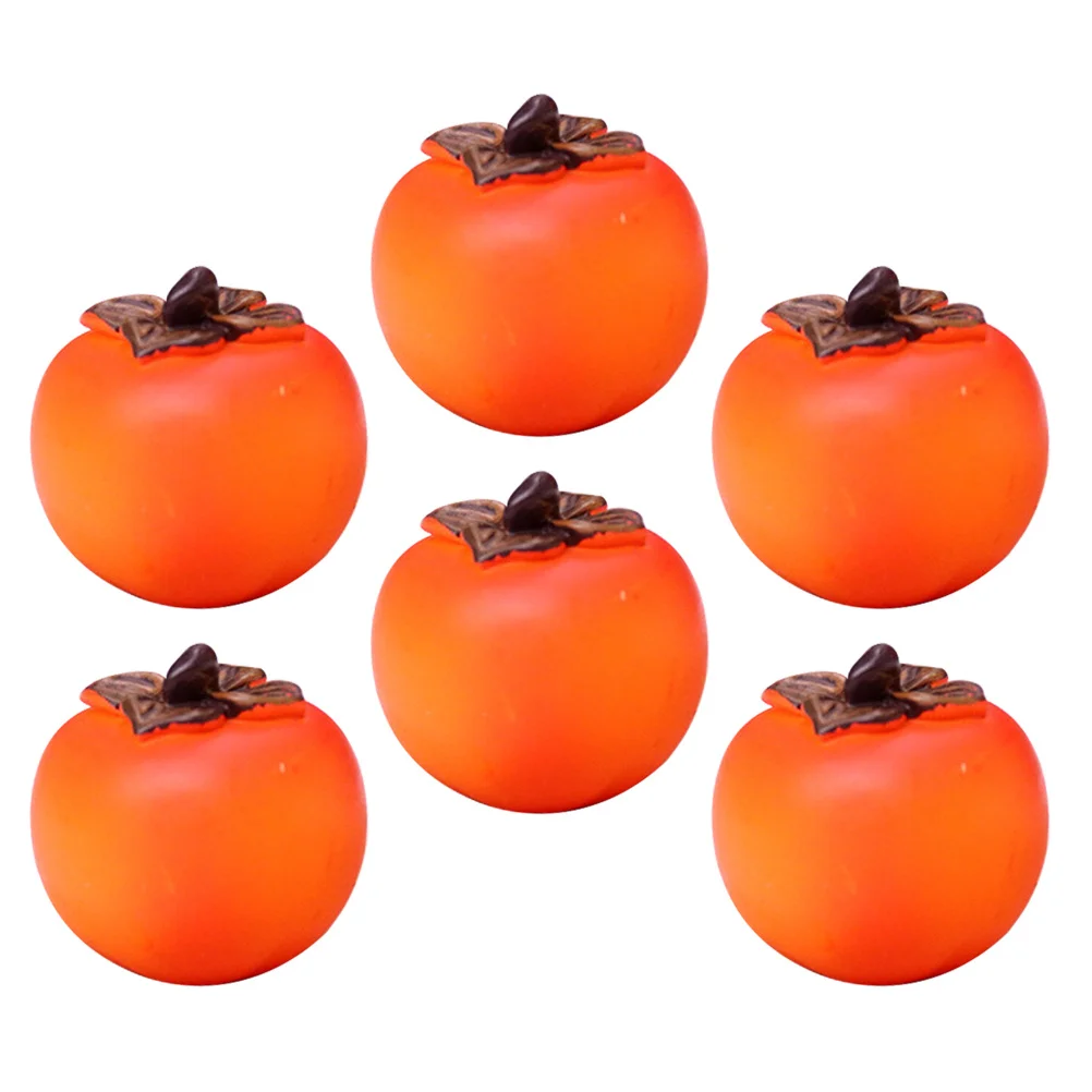 6pcs 미니 가짜 감 모델 시뮬레이션 과일 소품 홈 장식 인형 집 장식 사진 소품 인공 과일