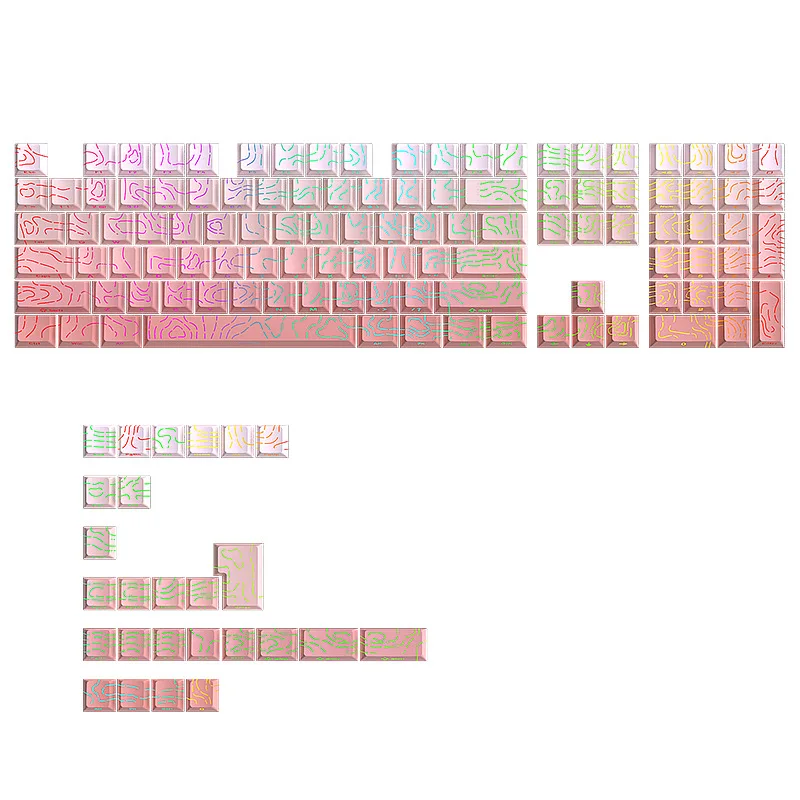 KUXM Blush Contour 4.0 Keycaps OEM Height 130 Keys Two-Color Small Full Set Cracked Glowing