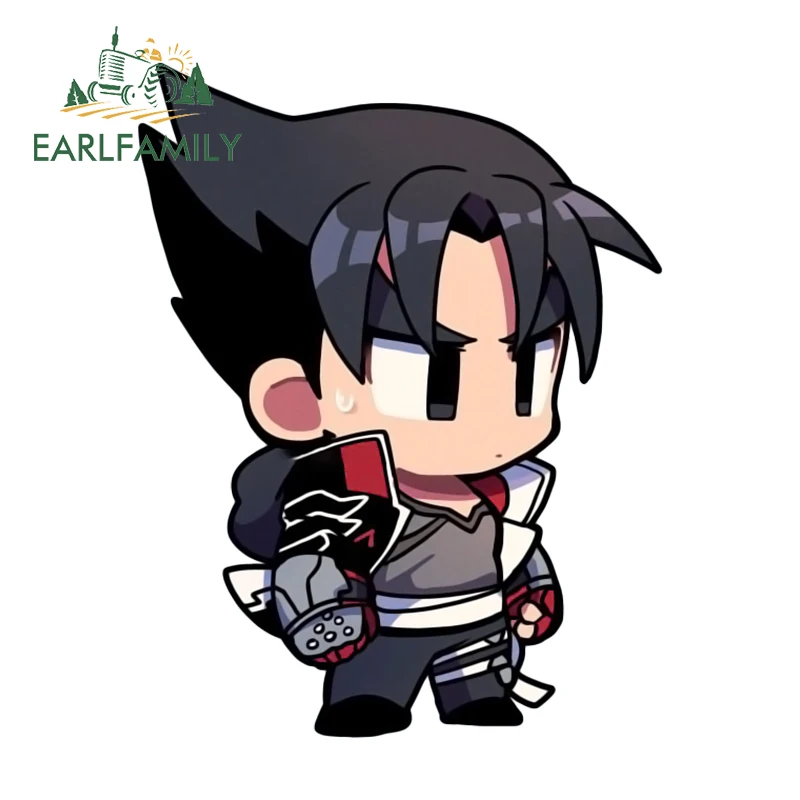 EARLFAMILY 13cm x 10.1cm Kazama Jin Hwoarang Tekken Stickers Chibi Boy Funny Decal Scratch Proof JDM Auto Car Accessories