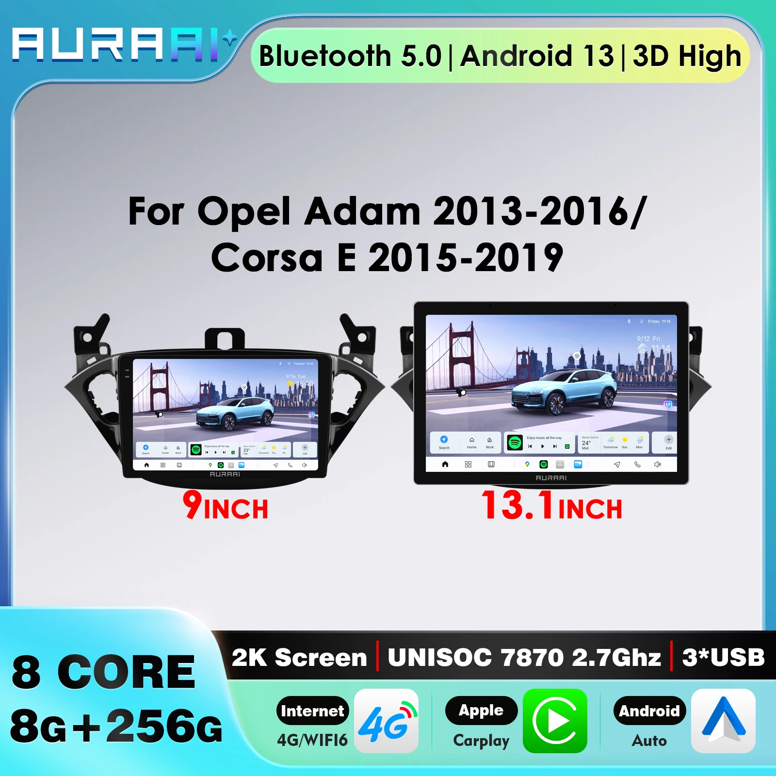 Hizpo 2din Carplay Android Auto For Opel Adam 2013-2016 for Opel Corsa E 2015-2019 Car Stereo GPS Multimedia Video Player 4G SWC