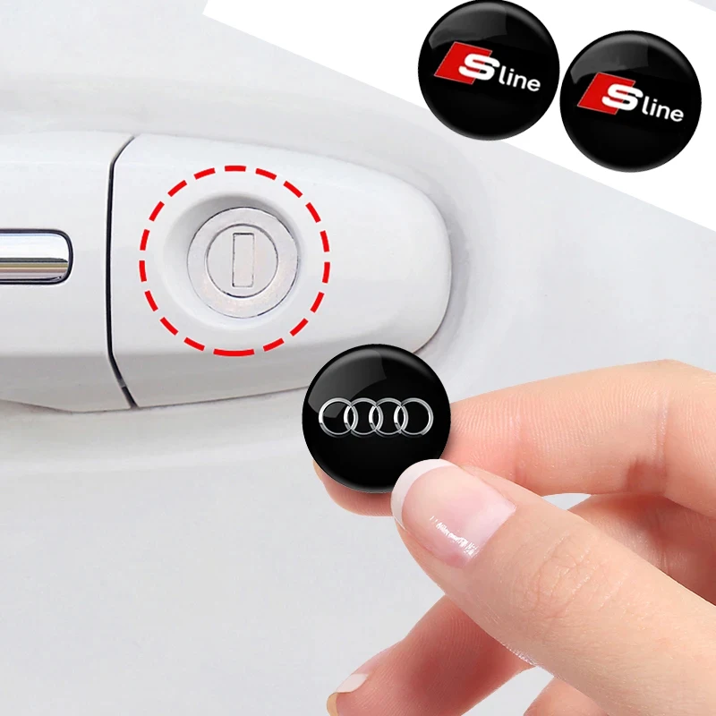 2pcs Car Door Lock Keyhole Protection Stickers Emblem for Audi Sline A3 A4 A5 A6 A7 A8 Q3 Q5 Q7 S3 S4 RS3 RS4 RS5 RS7 S6 S7 TT