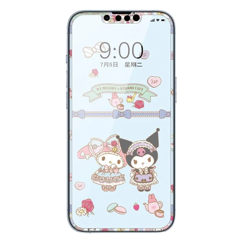 Sanrios Hello Kitty My Melody กระจกนิรภัยน่ารักดัฟฟี่ Stellalou สำหรับ Iphone14 13 Pro Max ฟิล์มขอบนุ่มของขวัญ