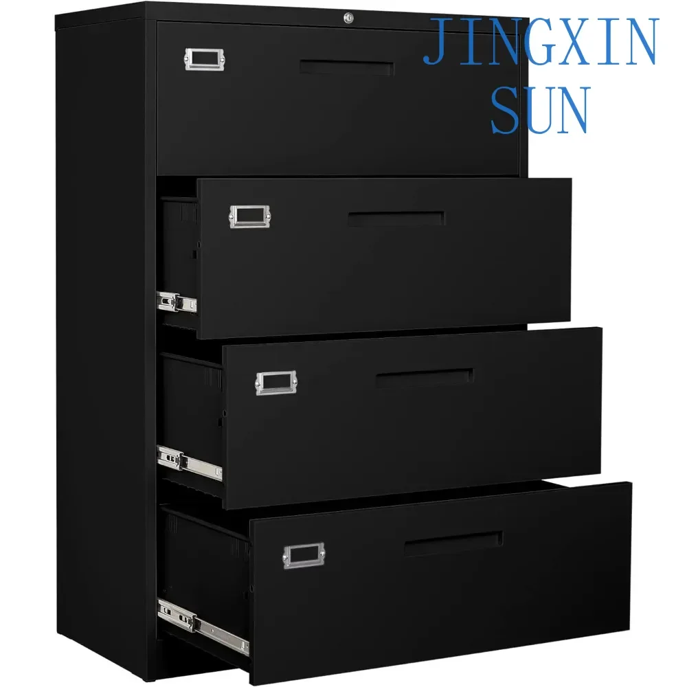 4 Drawer Filing Cabinet with Lock Metal Lateral File Office Home Steel for A4 Legal