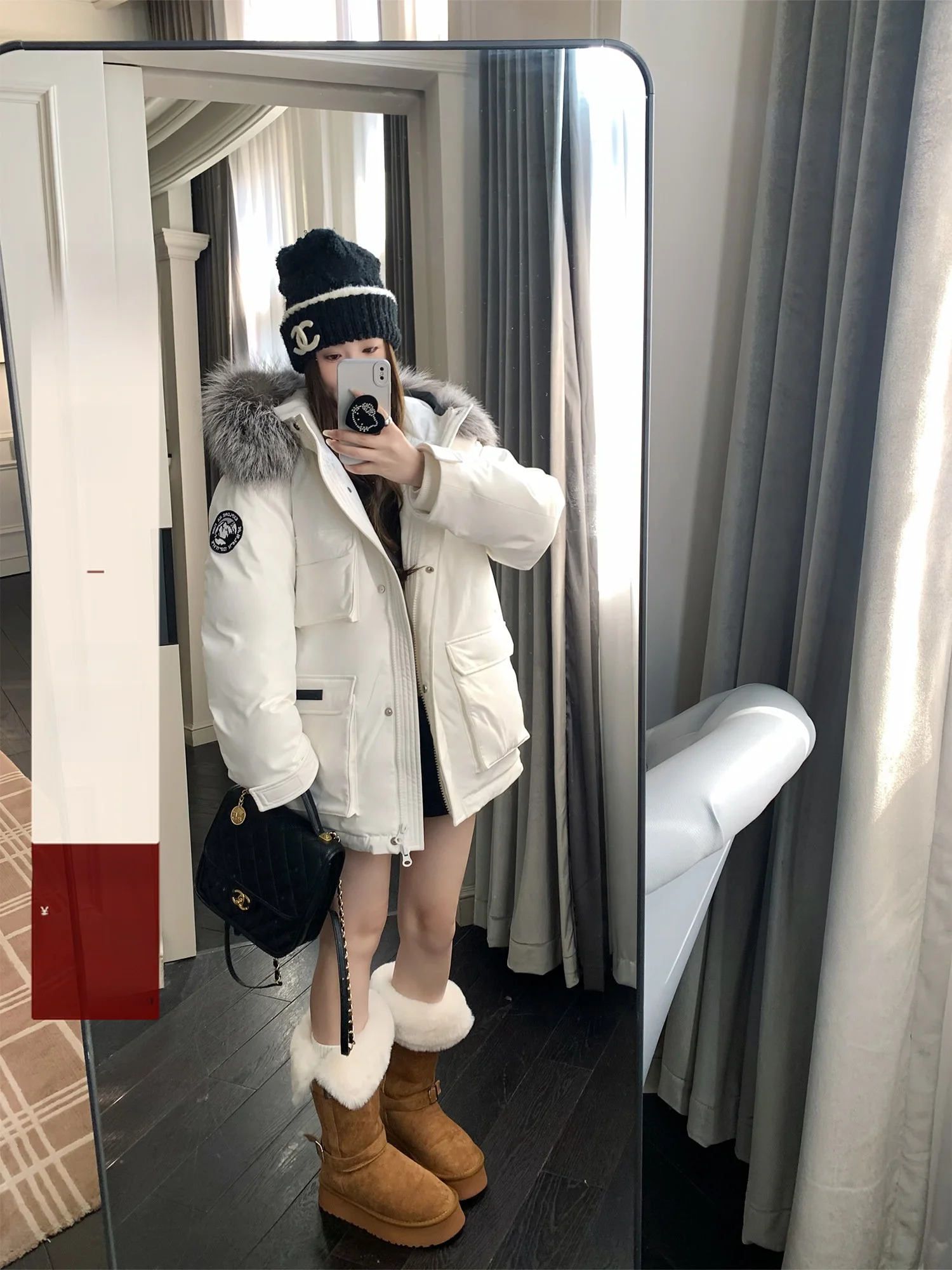 

Женская ветрозащитная парка Hhi Zero Deee Soda с меховым воротником, утепленная белым пухом, теплая стеганая куртка-пальто