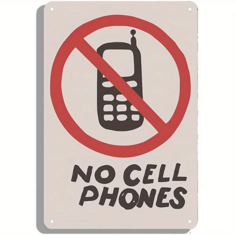 Vintage No Cell Phones Allowed Metal Sign Retro Prohibition Tin Sign Funny No Smartphone Symbol Wall Decor Rustic Iron Plaque