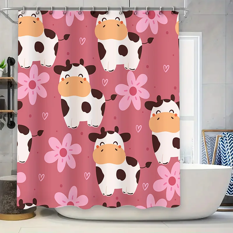 

Занавеска для душа с милым рисунком коровы, водонепроницаемая ткань, семейный декор, аксессуары для ванной комнаты