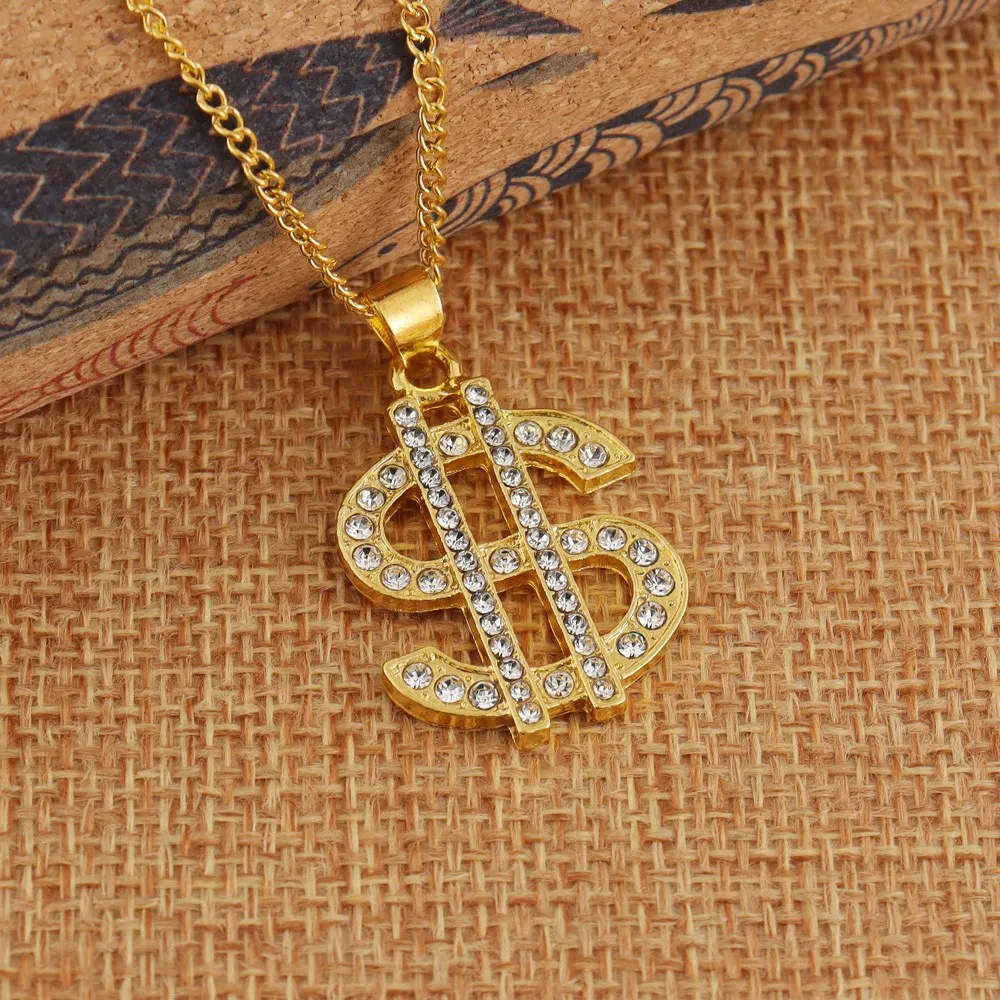 New Fashionable Metal Alloy Dollar Pendant Necklace for Men Exquisite Coin Symbol Chain On The Neck Accessories Trendy Jewelry